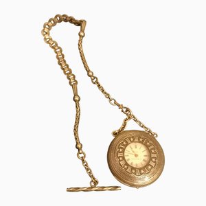 French Sterling Silver Pocket Watch with Chain