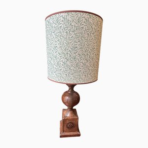Vintage Table Lamp with Leather Base, 1980s