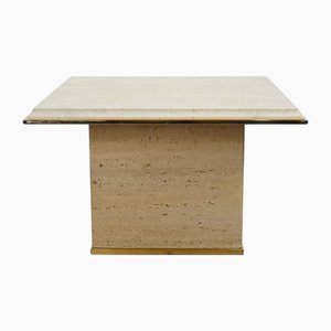 Mesa de centro vintage de travertino y latón