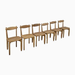 Oak Dining Chairs by Guillerme & Chambron for Votre Maison, 1950s, Set of 6