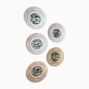 Vintage Riddle Plates, 1920s, Set of 5