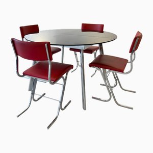 Italian Glass Extendable Table and Chairs by Fram Milan, 1980, Set of 5