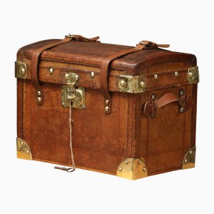 Baule per bambole in pelle con chiave