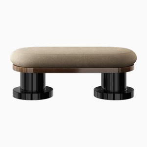 Banco Theo de madera de gamuza Brow de Hommés Studio
