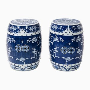 Chinese Ceramic Hand Painted Garden Stools, 1970s, Set of 2