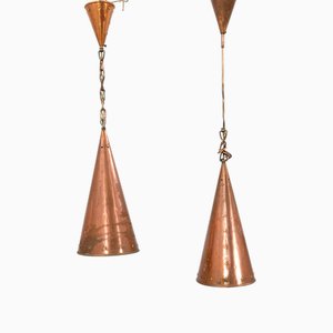 Lámpara colgante de cobre martillado a mano de ES Horn Aalestrup, años 50