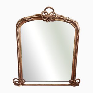 Grand Miroir Mural Overmantle Antique avec Cadre Doré, 1840