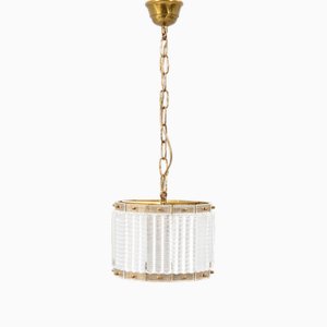 Vintage Hängelampe aus Messing & Glas von Orrefors, 1960