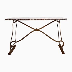 Wrought Iron and Marble Coffee Table, 1930s