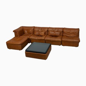 Vintage Modular Cognac Leather Sectional Sofa by Rolf Benz, Germany, 1970