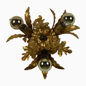 Goldene Florentiner Wandleuchte in Blumenform, Deutschland, 1970er
