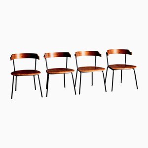 Plywood Chair Set attributed to Giampiero Vitelli for Rossi Dalbizzate, 1960s, Set of 4