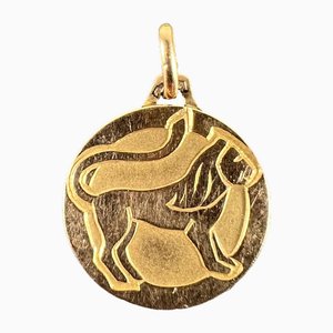 French Zodiac Leo Starsign 18k Yellow Gold Charm Medal Pendant, 1970s