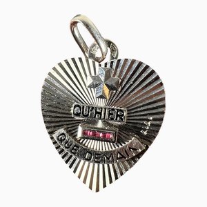 Augis More Than Yesterday Heart 18k White Gold Ruby Love Charm Pendant, 1960s