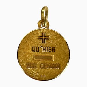 Augis French More Than Yesterday 18k Yellow Gold Love Charm Pendant, 1960s