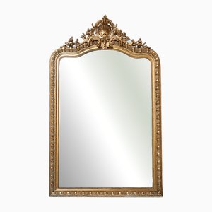 Antique French Napoleon III Mirror in Gilded and Carved Wood, 1800s