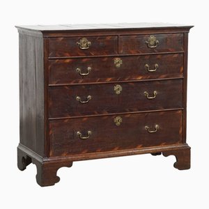 Antique and Early Georgian English Oak Chest of Drawers with Inlay