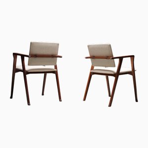 Fauteuils Luisa en Chêne, Métal et Tissu attribués à Franco Albini pour Poggi, Italie, 1949, Set de 2