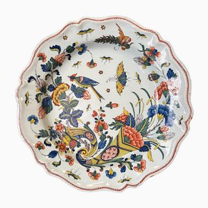 Large18th Century Polychrome Rouen Earthenware Dish Cornucopia