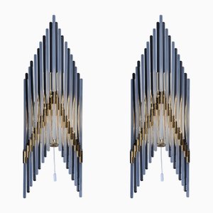 Wandleuchten aus Kristallglas, 1970er, 2er Set