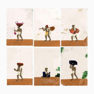 Indian Company School Artist, Servants & Trades, 19th Century, Gouache on Transparent Mica, Set of 6