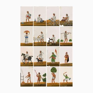 Indian Company School Artist, Trades & Occupations, 19th Century, Gouache on Transparent Mica, Set of 16