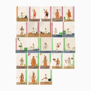 Indian Company School Artist, Trades, Occupations & Ascetics, 19th Century, Gouache on Transparent Mica, Set of 23