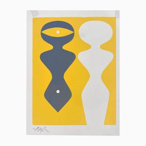 Hans Arp, Two Figures on a Yellow Background, 1962, Engraving