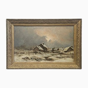 Snowy Landscape, 1960s, Oil on Canvas