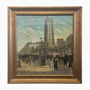 Ansicht von Paris, 1960er, Öl auf Leinwand