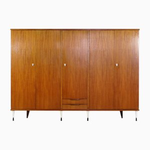 Italienischer Mid-Century 5-Türiger Kleiderschrank aus Teak, 1960er