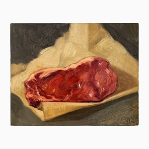 Elina Arbidane, Still Life with Sirloin Steak, 2025, Oil on Canvas
