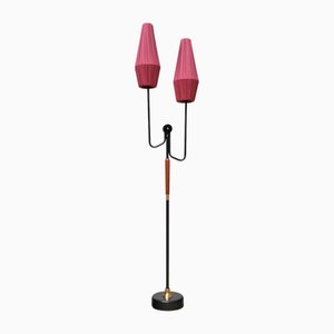 Schwedische Moderne Stehlampe aus Metall & Messing mit Teakholz, 1950