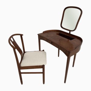 Coiffeuse et Chaise Modèle Brigitta par Carl Malmsten & Yngve Ekström pour Bodafors, 1962, Set de 2