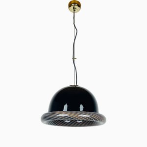 Schwarze italienische Vintage Murano Hängelampe, 1960er
