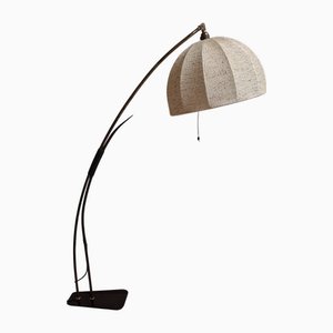 Mid-Century German Arc Lamp with Black Plastic Base with an Iron Base Plate
