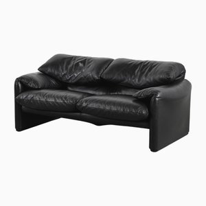 Maralunga Ledersofa von Vico Magistretti für Cassina, 1970er