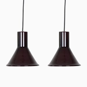 Vintage Danish P&T Hanging Lamps by Michael Bang for Holmegaard, 1970, Set of 2