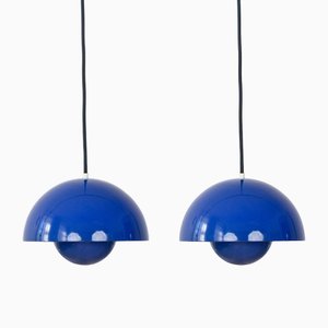 Lampade Flowerpot vintage di Verner Panton per Louis Poulsen, Danimarca, 1968, set di 2