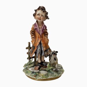 Capodimonte Boy with Dog Figurine by Milio
