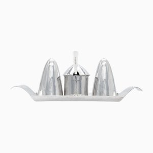 Burette Elizabeth II Moderniste en Argent Massif, Birmingham, 1965, Set de 5