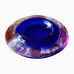 Blaue Vintage Murano Schale, Italien, 1980er