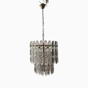 Crystal & Brass Chandelier by Gaetano Sciolari, 1970s