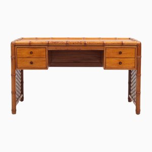 Bureau Colonial en Acajou avec Détails en Faux Bambou, 1940s
