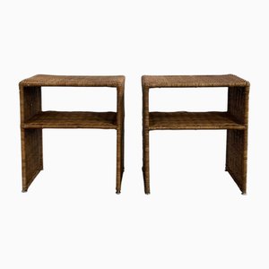 Wicker Bedside Tables, 1970s, Set of 2