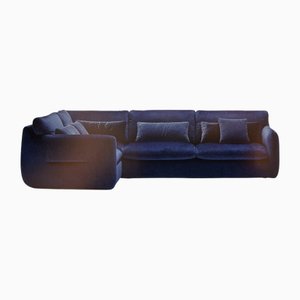 Wendbares Ecksofa aus Stoff in Marineblau