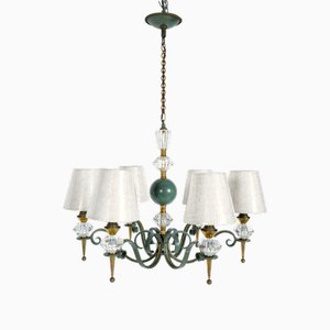French Chandelier by Philippe Genet & Lucien Michon for Sevres Crystal, 1950s