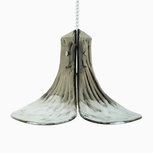 Large Mid-Century Modern Pendant Lamp in Ice Glass from Kalmar Franken KG, 1960s