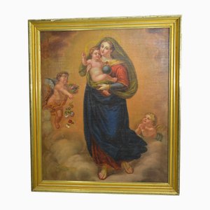 Agostino Cottolengo, Virgen con niño y ángeles, pintura al óleo sobre lienzo, principios del siglo XIX