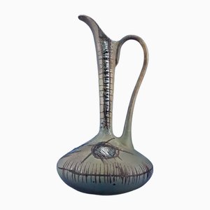 Futuristische Kannenvase aus geätzter Keramik von Bruno Baratti, 1940er